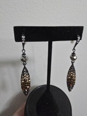 Crystal Drop Earrings - Gold and Silver Sparkle
